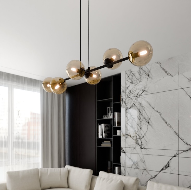 Lampa wisząca Rossi 6 z bursztynowymi kloszami E14