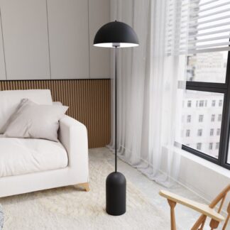 Czarna lampa podłogowa Kava z matowym kloszem E27 – nowoczesny minimalistyczny design