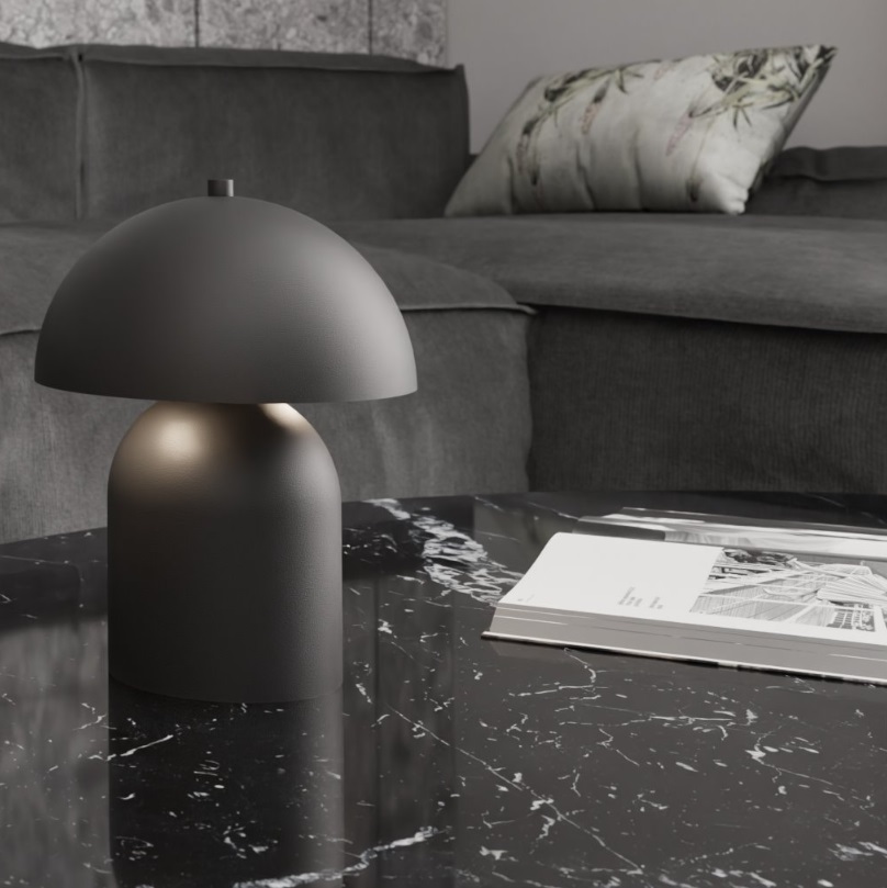 Czarna lampa stołowa Mush z matowym kloszem G9 IP20