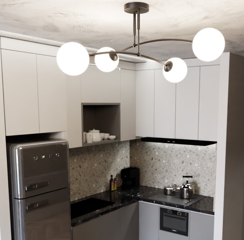 Czarna lampa sufitowa Pregos 4 E14 – kompaktowa do niskich pomieszczeń