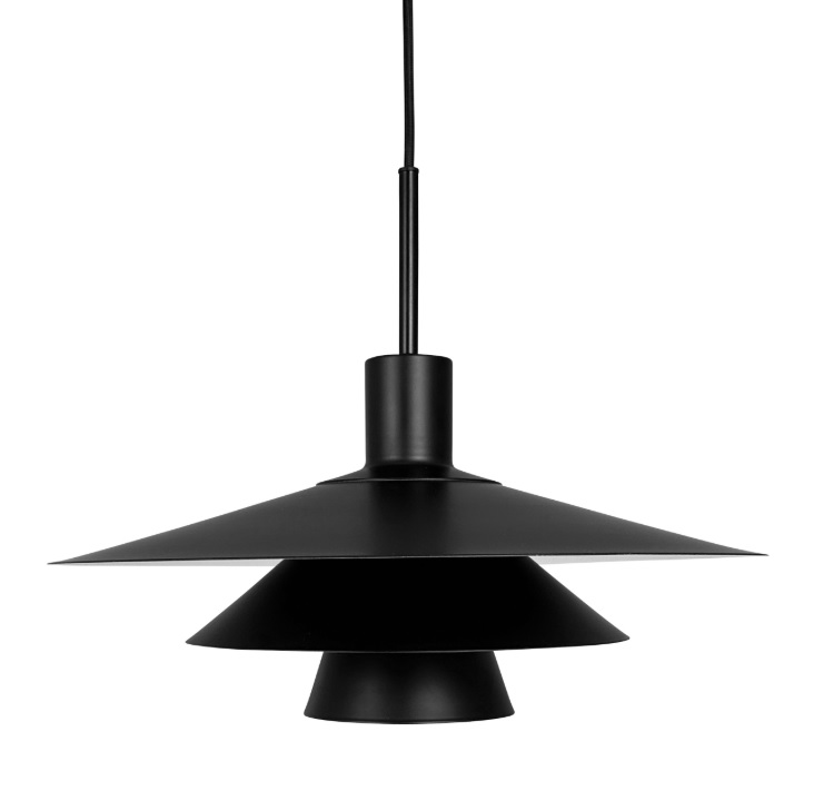 Lampa wisząca Kay 40 czarna – trójwarstwowy klosz w stylu japandi