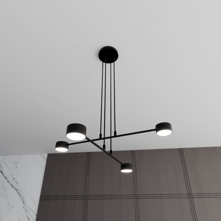Lampa wisząca Modus 4 czarna z 4 punktami światła GX53