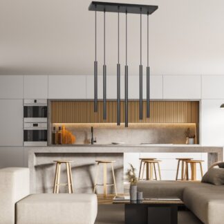 Lampa wisząca Selter 6 czarna – nowoczesne tuby G9