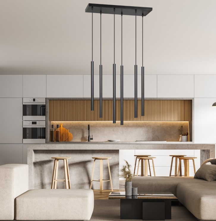 Lampa wisząca Selter 6 czarna – nowoczesne tuby G9