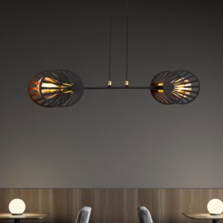 Czarna podwójna lampa wisząca Playa 2 z ażurowymi kloszami E27