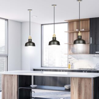 Lampa wisząca Ibor czarna z złotym akcentem E27 15W IP20