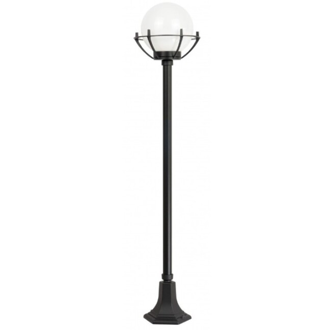 Latarnia ogrodowa czarna z kloszem Kula i metalowym koszykiem IP43 152 cm