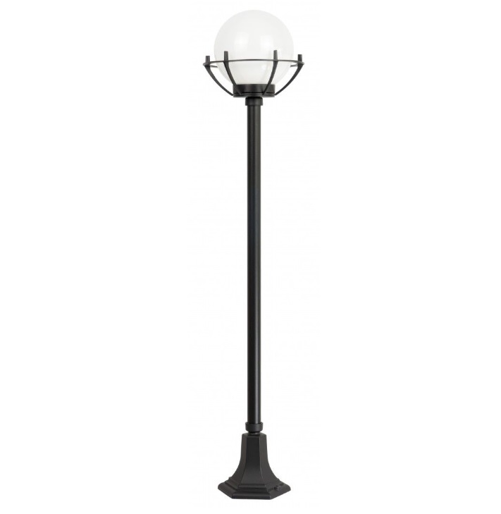 Latarnia ogrodowa czarna z kloszem Kula i metalowym koszykiem IP43 152 cm