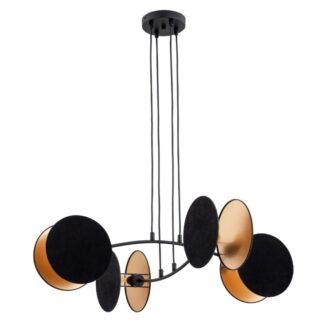 Żyrandol Motif 4 czarno-złoty z 4 źródłami E14 – nowoczesny design