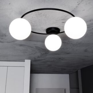Czarny plafon Sopra 3 z trzema szklanymi kulami E14 IP20