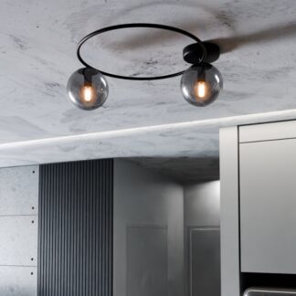 Plafon sufitowy Sopra 2 czarny z dwoma grafitowymi kloszami E14