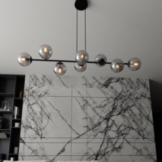 Nowoczesny żyrandol Rossi 8 czarny z grafitowymi kulami E14