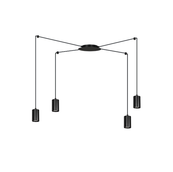 Czarna lampa sufitowa Traker 4 z regulowanymi tubami GU10