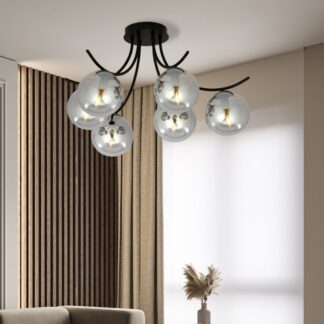 Żyrandol Boston 6 z sześcioma srebrnymi kulami E14 IP20