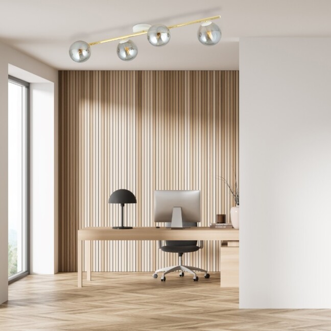 Lampa sufitowa Splendi 4 złoto‑szara z czterema kloszami E14