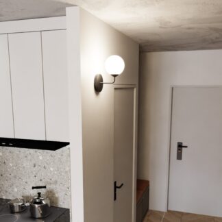 Kinkiet Pregos z mlecznymi kulami i czarnym ramieniem E14 IP20