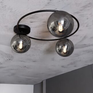 Nowoczesny plafon sufitowy Sopra 3 z trzema grafitowymi kloszami E14