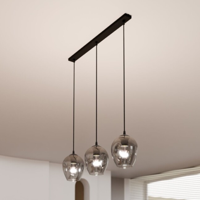Lampa wisząca Istar 3 grafitowa z dymionym szkłem E27