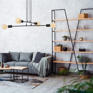 Czarny żyrandol Multipo 4 E27 – geometryczna lampa industrialna