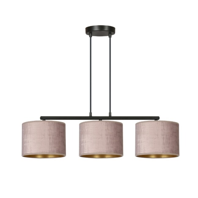 Lampa wisząca Hilde 3 z welurowymi abażurami w pudrowym różu