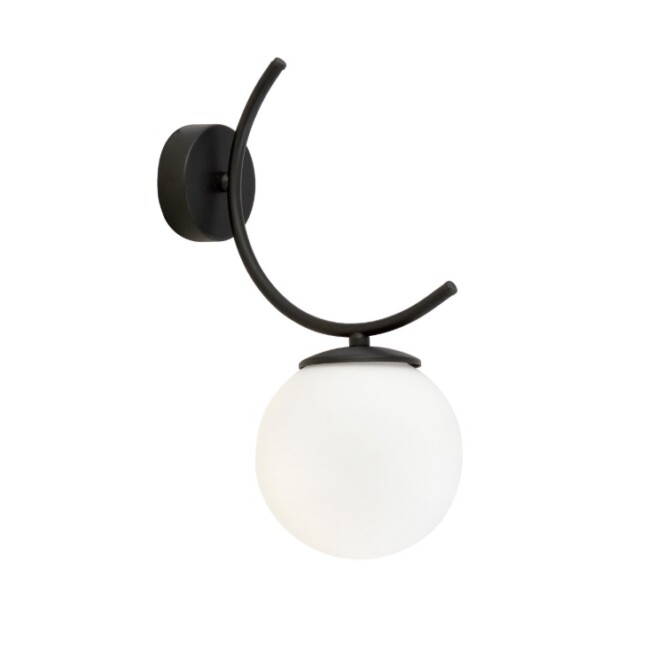 Kinkiet Boston czarny mat z mleczną kulą 15 cm E14 IP20