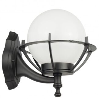 Kinkiet ogrodowy kula w koszyku E27 IP43 czarny