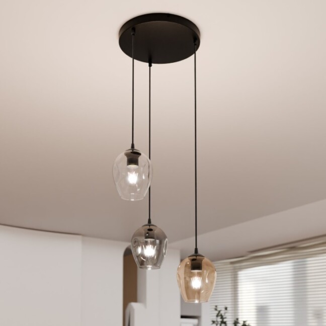 Lampa wisząca Istar Premium Mix 3 – szklane kolorowe klosze E27