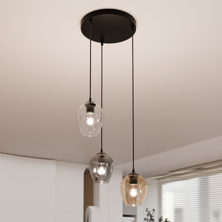 Lampa wisząca Istar Premium Mix 3 – szklane kolorowe klosze E27