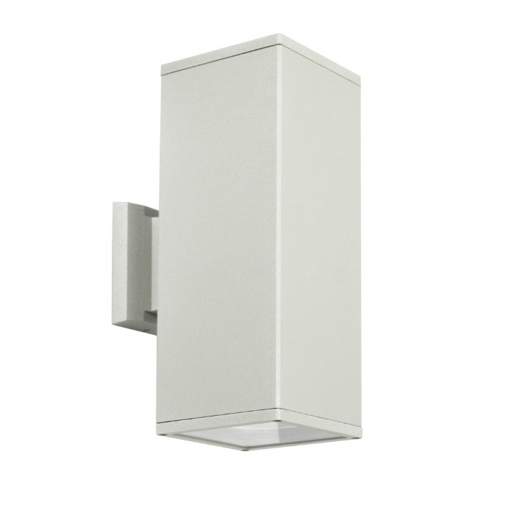 Kremowy kinkiet zewnętrzny Adela 2 IP54 E27 – geometryczny, dwukierunkowy