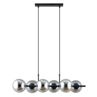 Lampa wisząca Rory 6 z przyciemnianym szkłem – elegancka oprawa nad stół