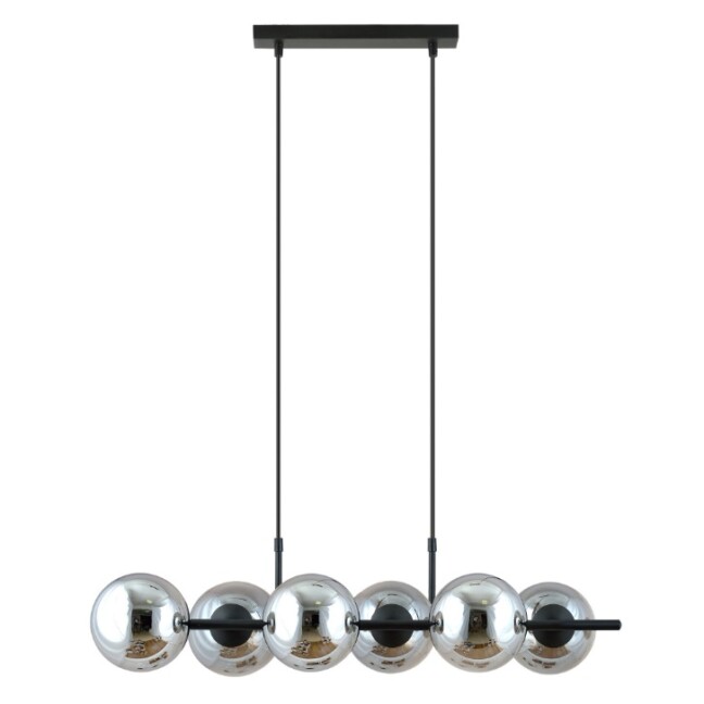 Lampa wisząca Rory 6 z przyciemnianym szkłem – elegancka oprawa nad stół