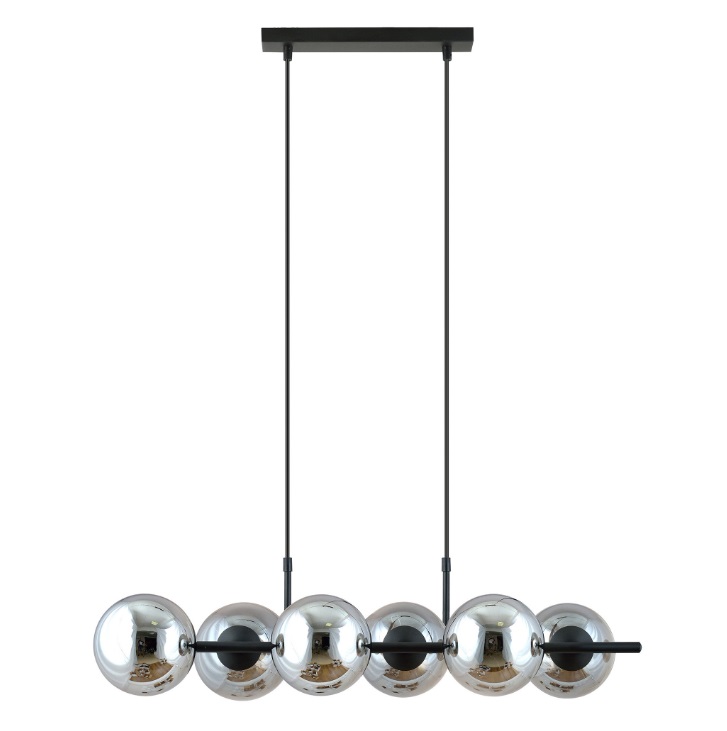 Lampa wisząca Rory 6 z przyciemnianym szkłem – elegancka oprawa nad stół