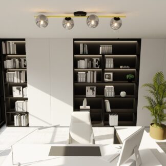 Lampa sufitowa Splendi 4 glamour z lustrzanymi kloszami 80 cm