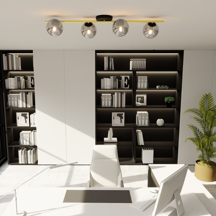 Lampa sufitowa Splendi 4 glamour z lustrzanymi kloszami 80 cm