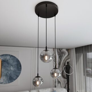 Lampa wisząca Cosmo Premium 3 z grafitowymi szklanymi kulami E14 IP20