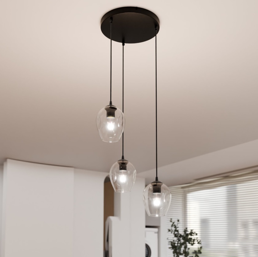 Lampa sufitowa Istar Premium 3 z trzema kloszami E27 – szkło transparentne