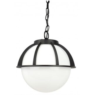 Lampa wisząca zewnętrzna Kula z koszykiem 30 cm E27 IP43 czarna