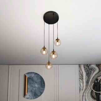 Lampa sufitowa Cosmo Premium 4 z beżowymi szklanymi kloszami E14