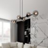 Lampa wisząca Rossi 6 z grafitowymi kulami E14 nad stół lub wyspę