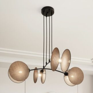 Nowoczesna lampa sufitowa Motif 4 z beżowymi kloszami z tkaniny