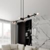 Lampa wisząca Rossi 6 nad stół – czarna z przezroczystymi kloszami E14