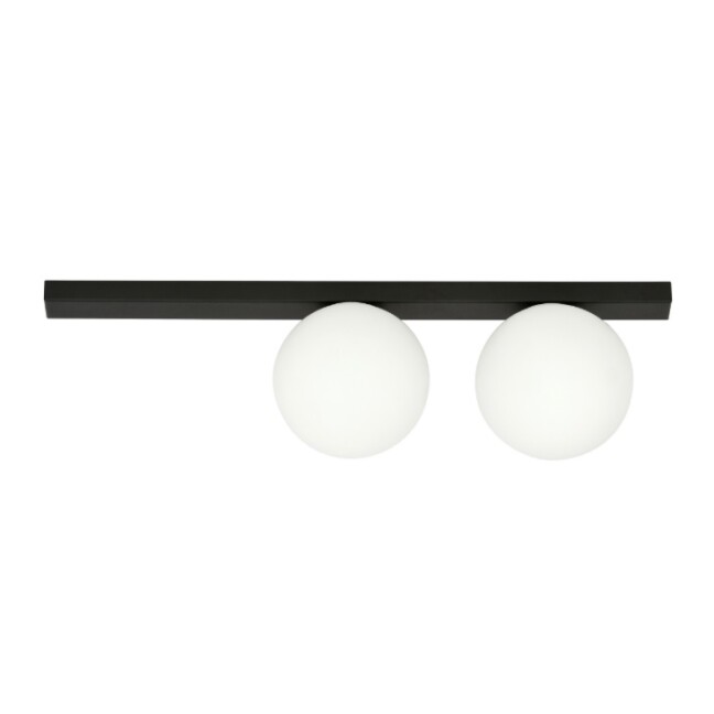Lampa sufitowo‑ścienna Fit 2 czarna z dwoma mlecznymi kloszami E14 IP20