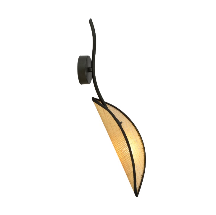 Kinkiet ścienny z rattanu Lotus Boho beżowo-czarny E14 IP20