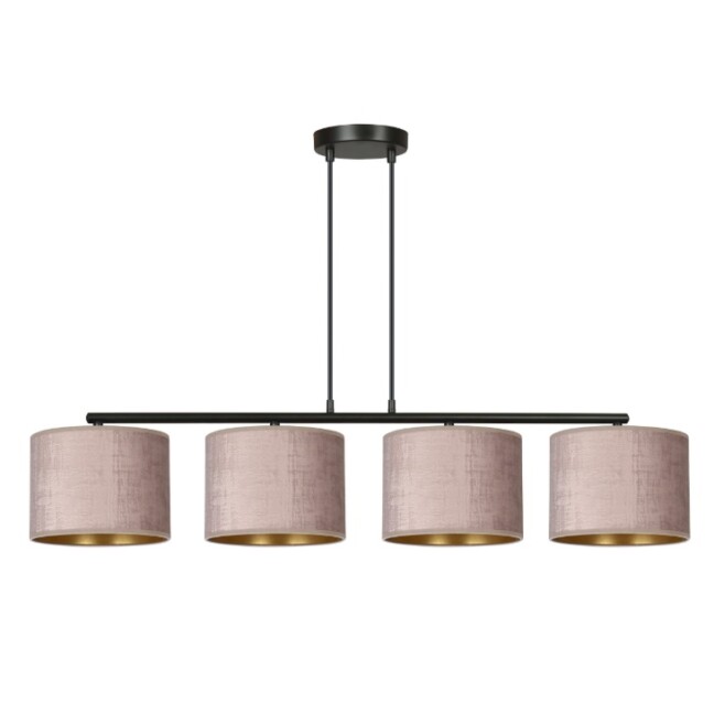 Lampa wisząca Hilde 4 z różowymi welurowymi abażurami E27