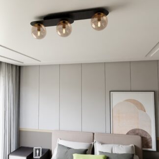 Plafon sufitowy Plaza 3 z miodowymi kloszami E14