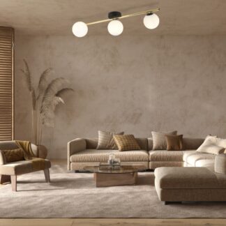 Elegancka lampa sufitowa Splendi 3 w czarno‑złotym wykończeniu z trzema punktami E14