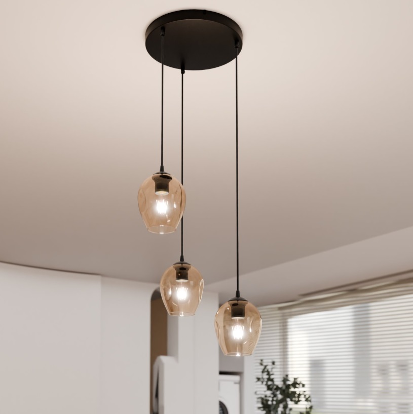 Lampa wisząca Istar Premium 3 z beżowymi szklanymi kloszami E27
