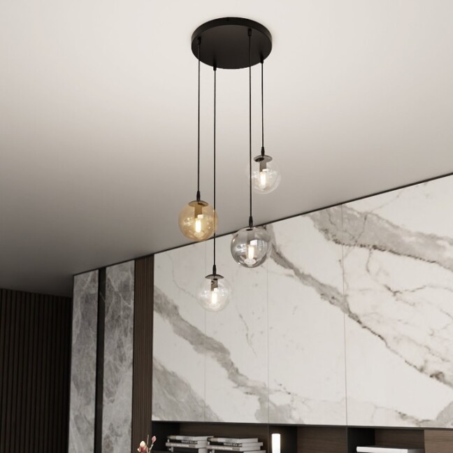 Lampa wisząca Cosmo Premium 4 z kolorowymi szklanymi kloszami E14