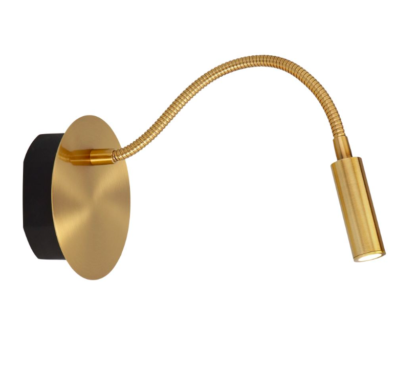 Złoty bezprzewodowy kinkiet LED Jolijn z elastycznym ramieniem i ładowaniem USB‑C