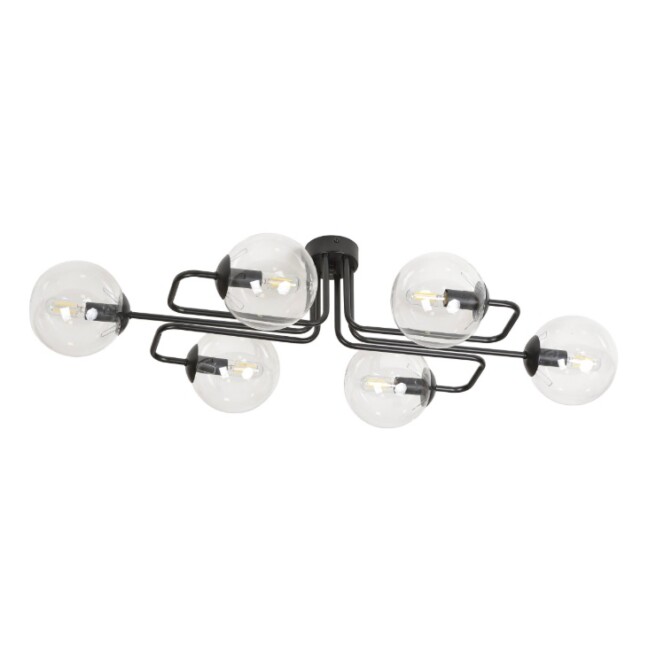 Lampa wisząca Brendi A6 loft – 6 źródeł światła E14, przezroczyste szklane kule